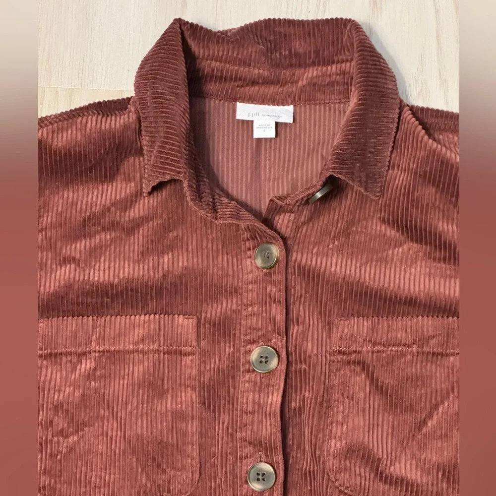 J. JILL Corduroy tunic shirt Dress Brown Long Sleeve Shift Retro pockets S - Picture 3 of 9